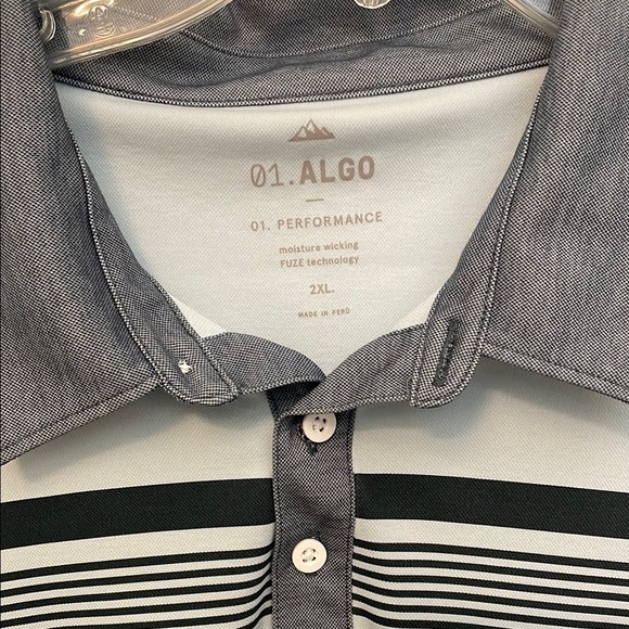 Men's Dark Blue and Light Blue Polo Shirt - Picture 2 of 5